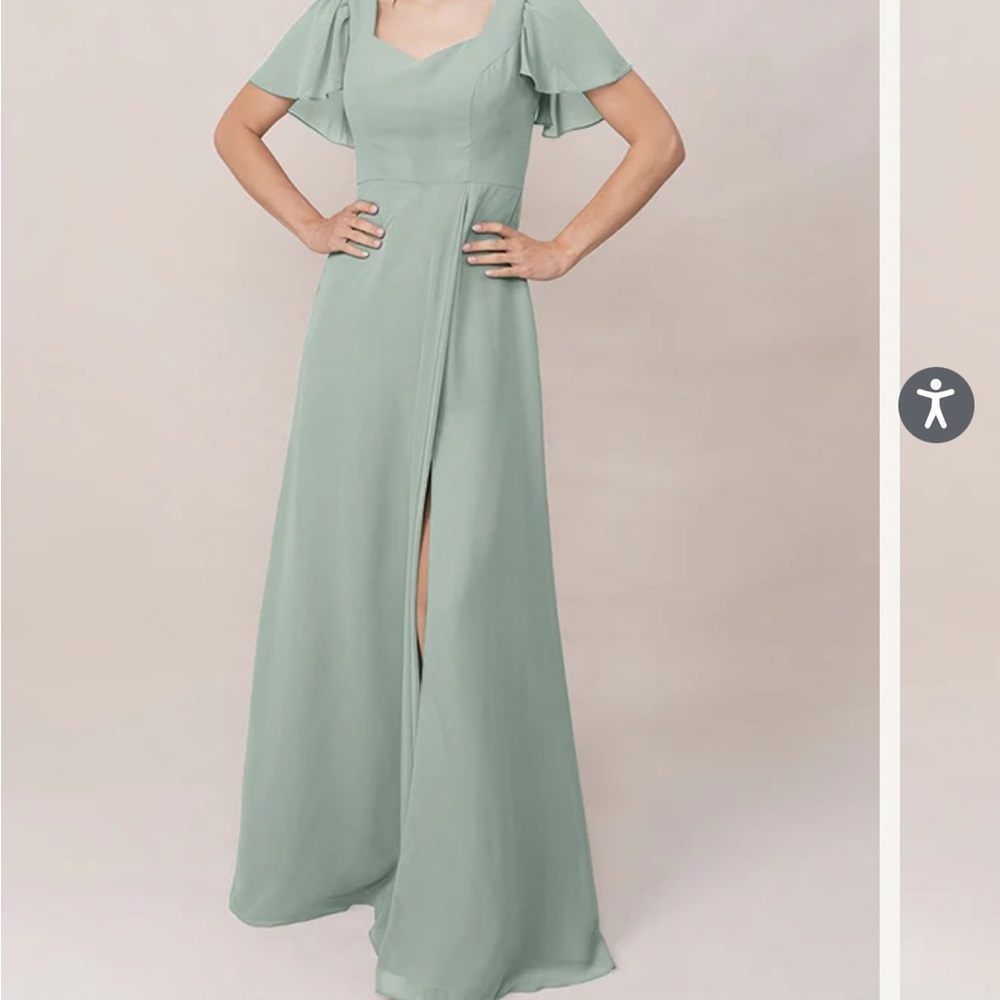 Revelry Green Flutter Sleeve Maxi Gown